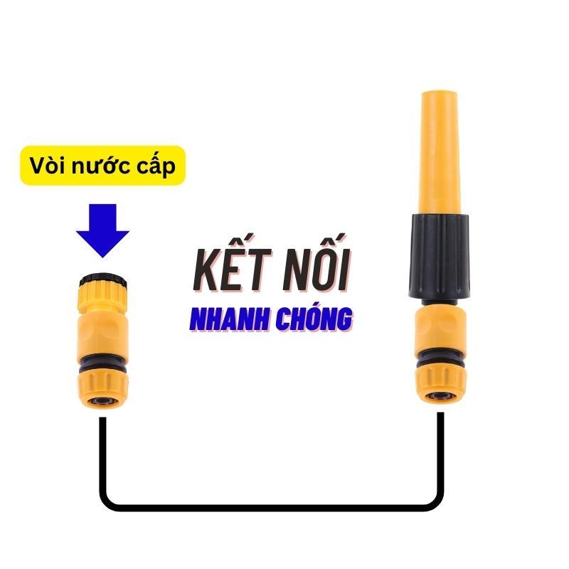 Bộ tưới cây rửa xe vòi tưới thẳng vàng đầy đủ kèm 5/10 mét dây tưới áp lực cao