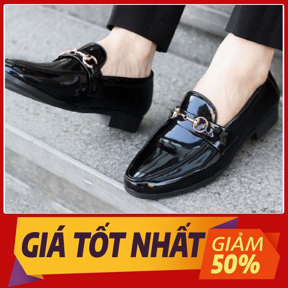 Giày Lười Nam Công Sở Da Bóng có Đai Ngang - Giày Nam Đẹp đê cao 3cm , khâu chăc chắn - Giảm giá 50% - Mã GC02