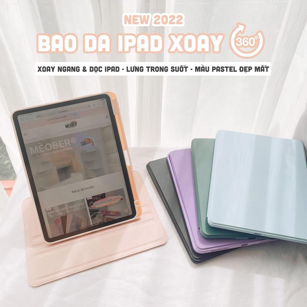 Bao da iPad Xoay Dọc 360 cho iPad Pro 11, Mini 6, Air 4, 10.2 inch - Có khe sạc bút, lưng trong suốt