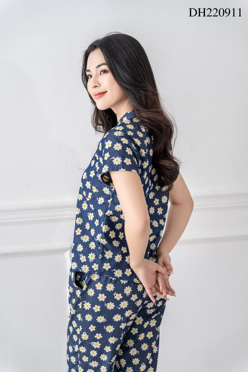 Đồ bộ dài có tay hoa mai