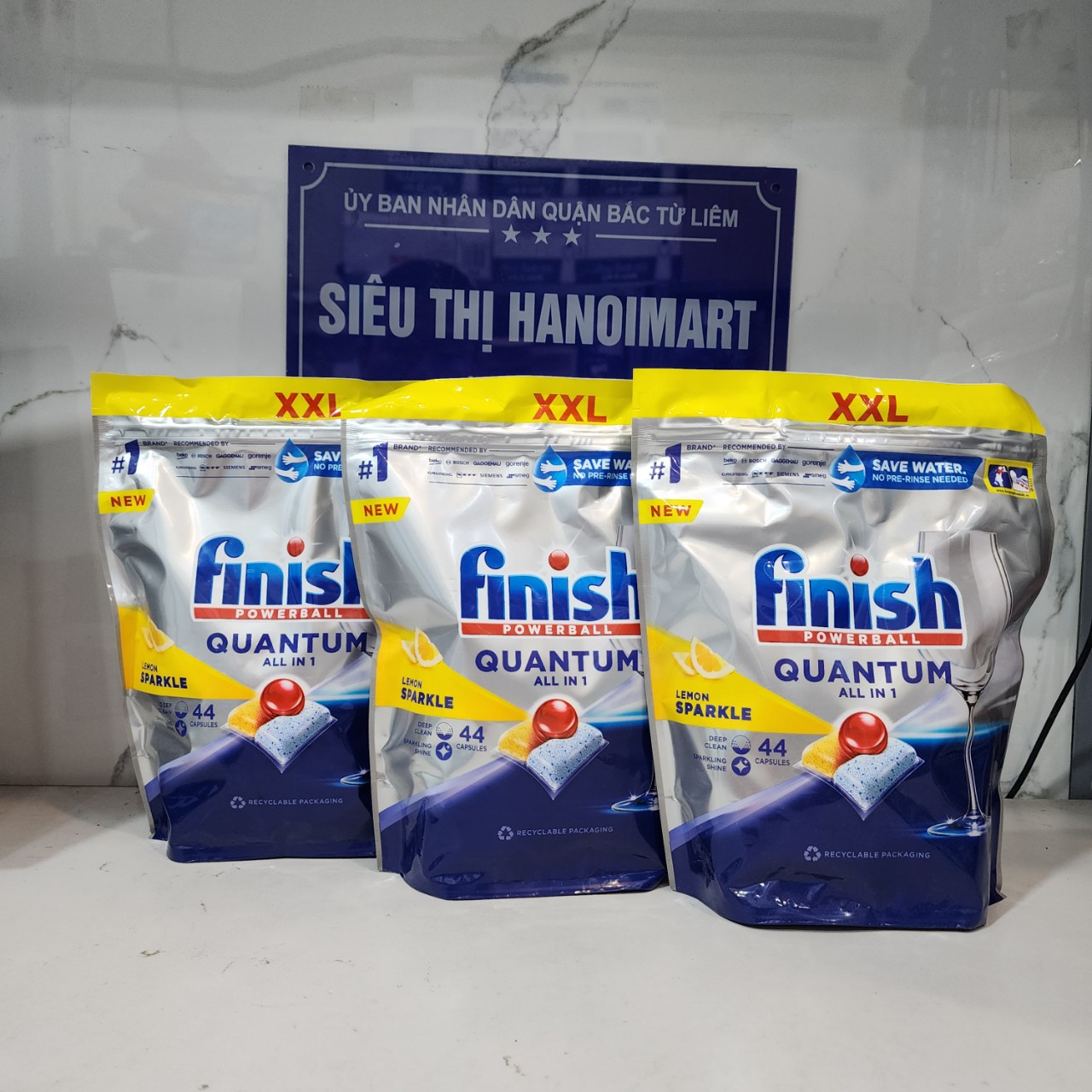 Combo 120 Viên Finish Quantum Gồm 3 Túi 40 Viên Finish Quantum Dùng Cho Máy Rửa Bát