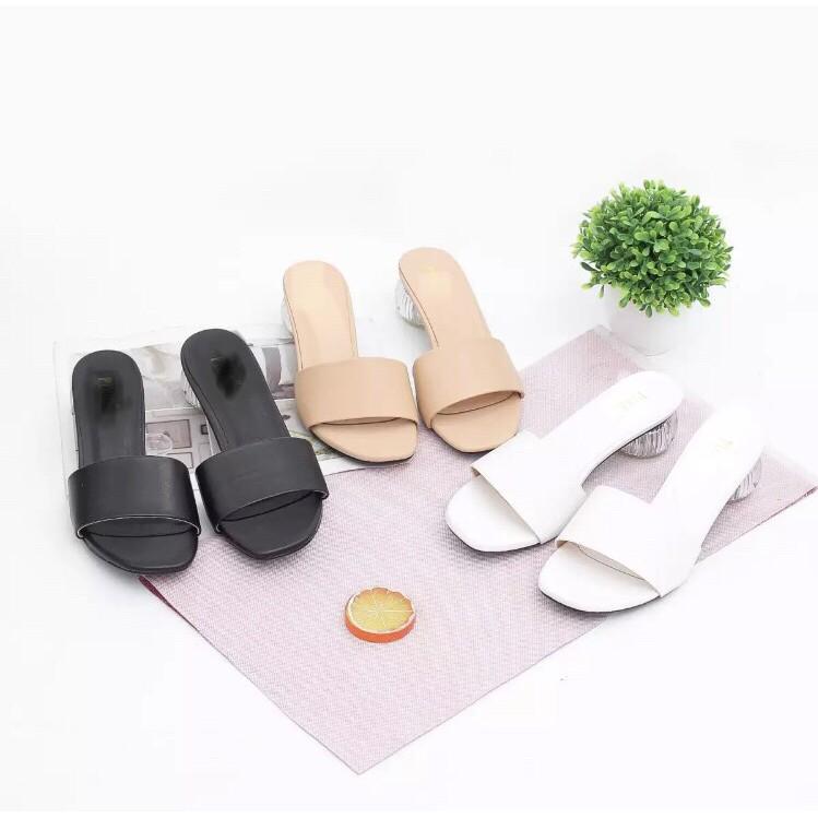 Guốc Cao Gót Trụ Tròn 3p Quai Ngang Màu PN238