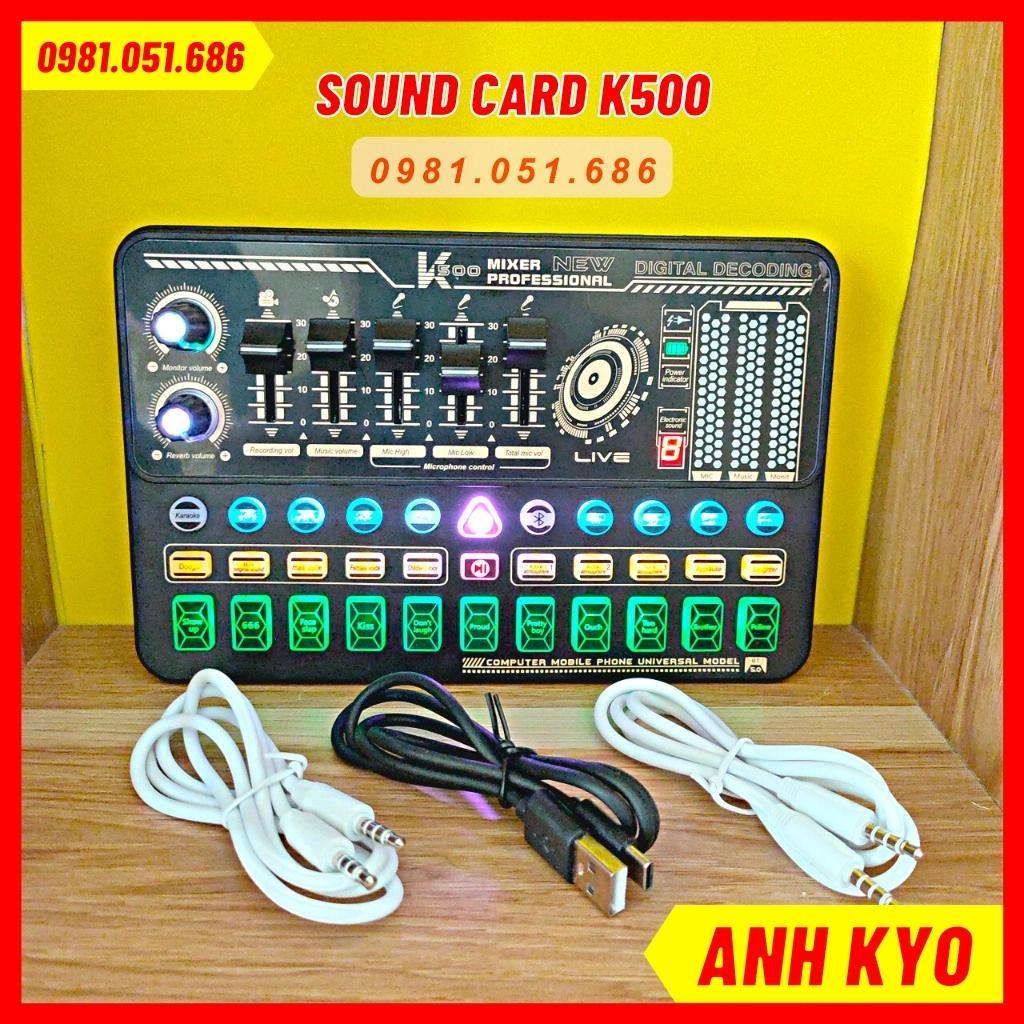 Sound Card K500 Bluetooth Tương Thích Nhiều Dòng Mic 5V và 48V Đầy Đủ Hiệu Ứng Tương Tác Khán Giả