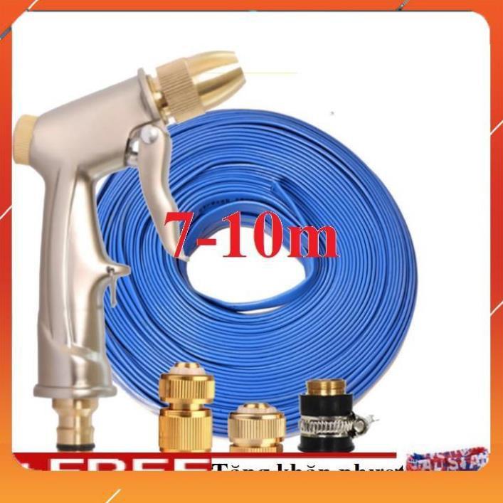 ️Evoucher Bộ dây vòi xịt nước rửa xe, tưới cây , tăng áp 3 lần, loại 7m, 10m 206701-1đầu đồng,cút đồng+ khăn phượt