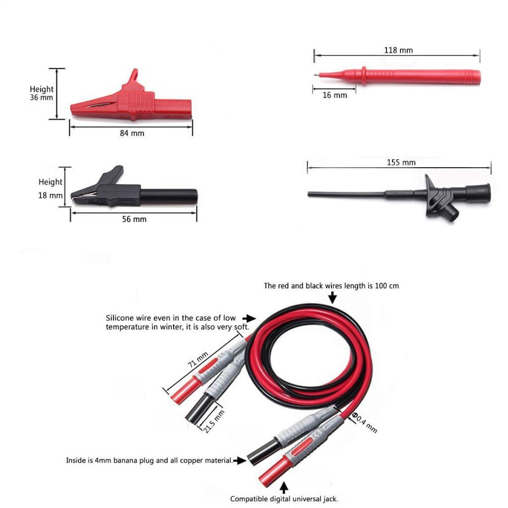 10-in-1 Automotive Test Probe Kit Multimeter Probe leads kit Banana Plug