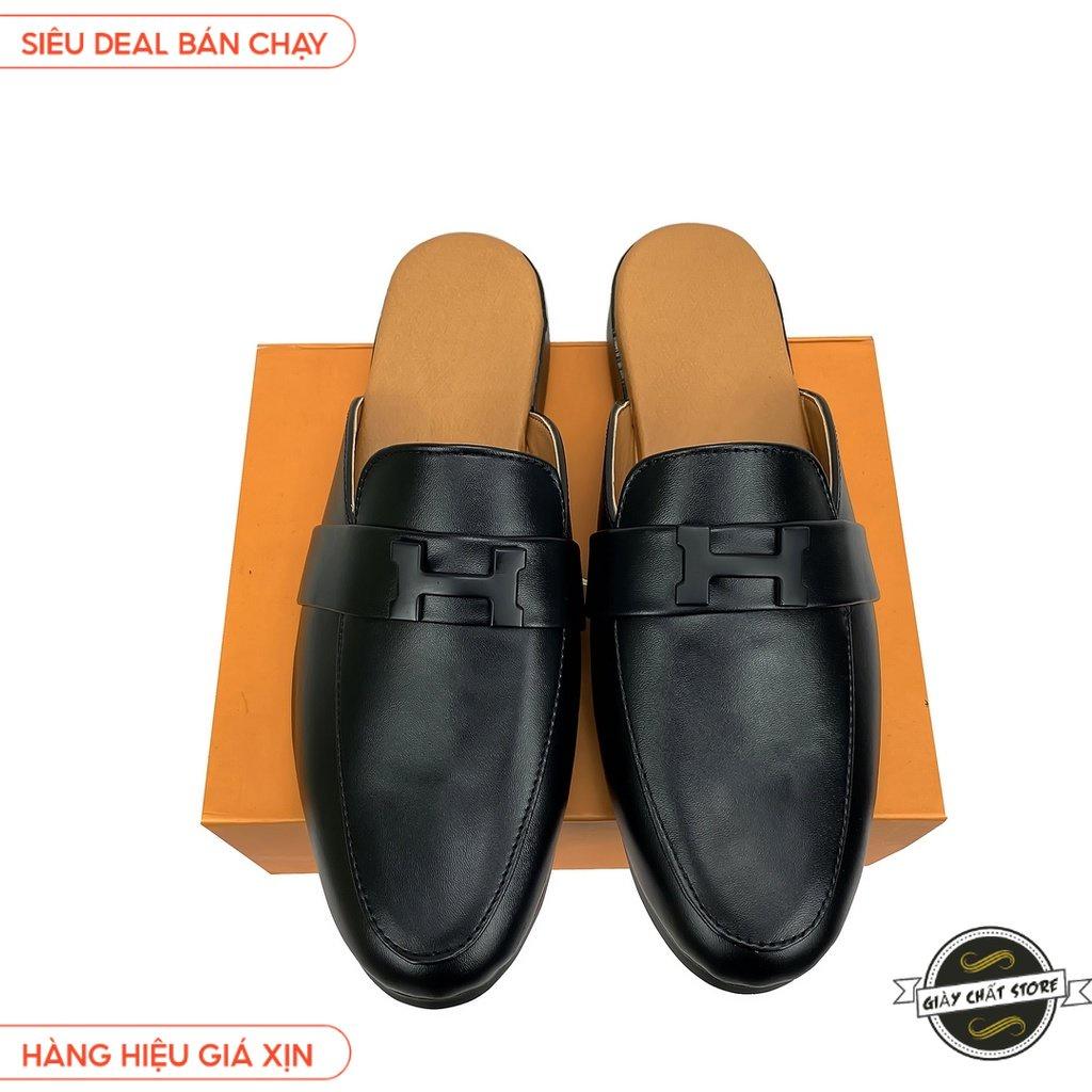 Giày sục nam, sục nam chữ H Da Pu - Mã GSN15 B2