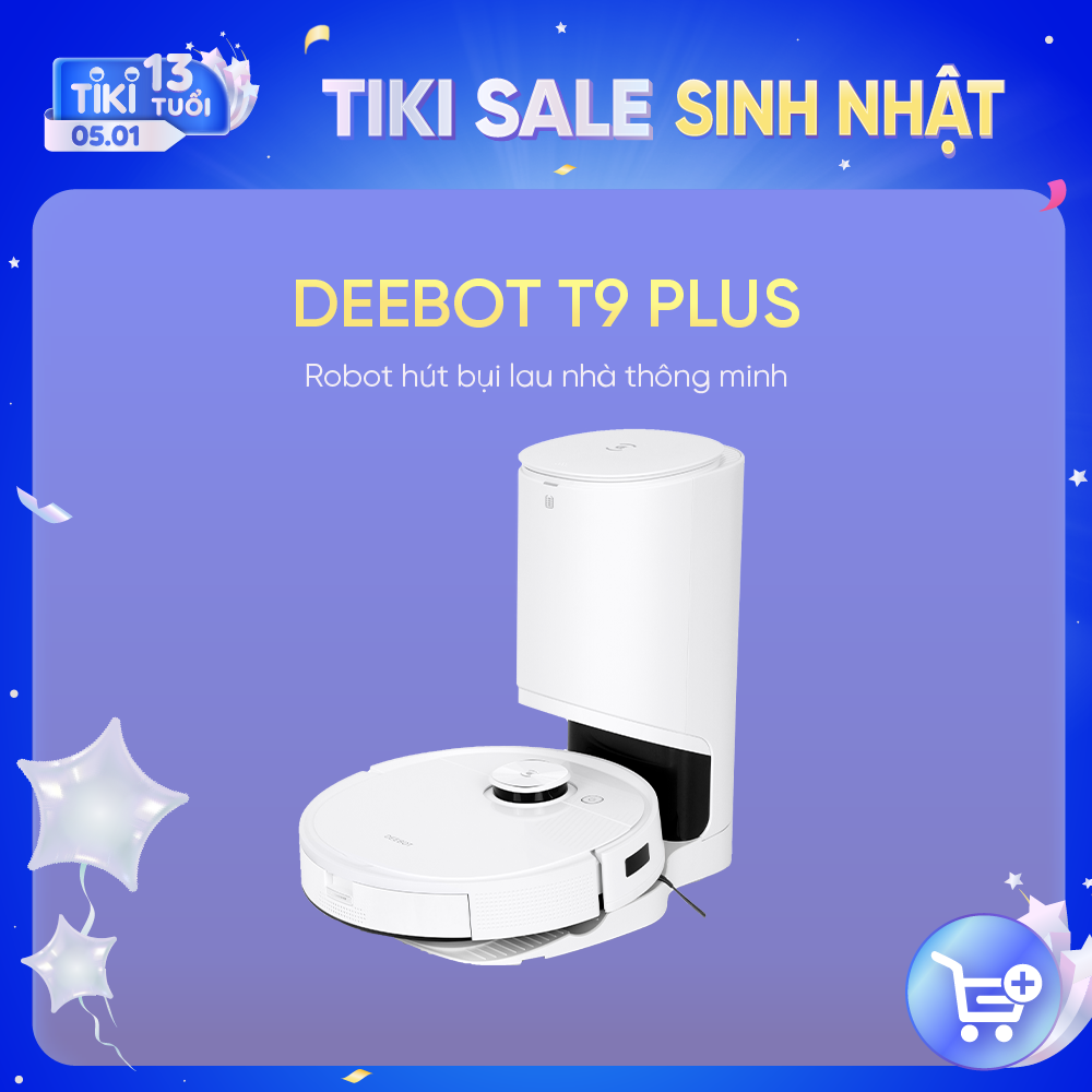 Robot hút bụi lau nhà Ecovacs Deebot T9 Plus – Lực hút Max 3000Pa – Hàng Chính Hãng-Bản Quốc Tế