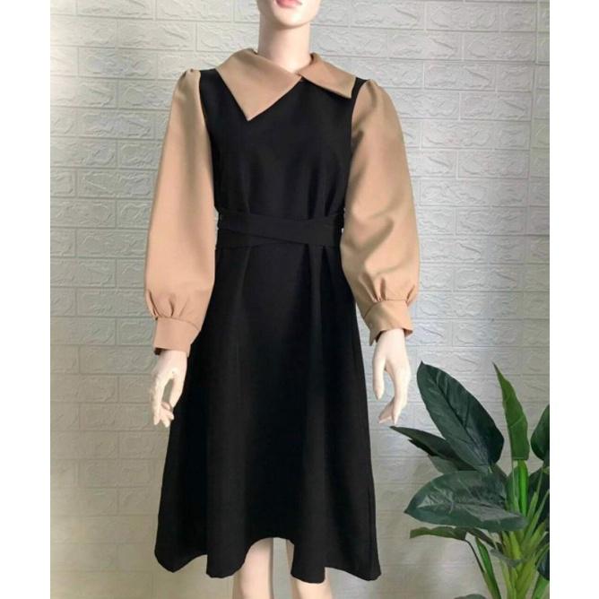 ĐẦM XOÈ PHỐI MÀU CỔ CÁCH ĐIỆU