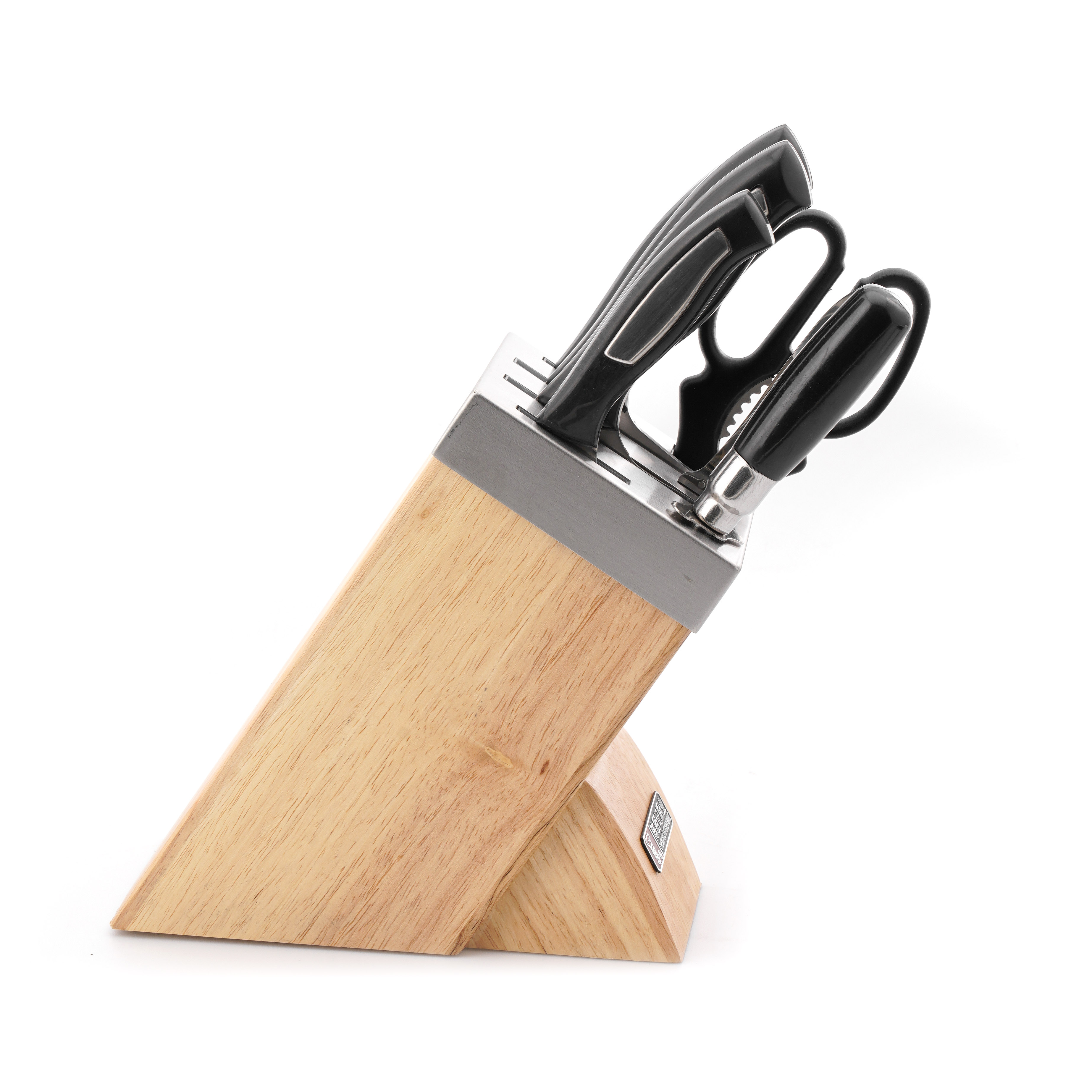 Bộ dao nhà bếp 8 món (4 dao, 1 dao bào, 1 đồ mài, 1 kéo, 1 hộp đựng dao bằng gỗ)