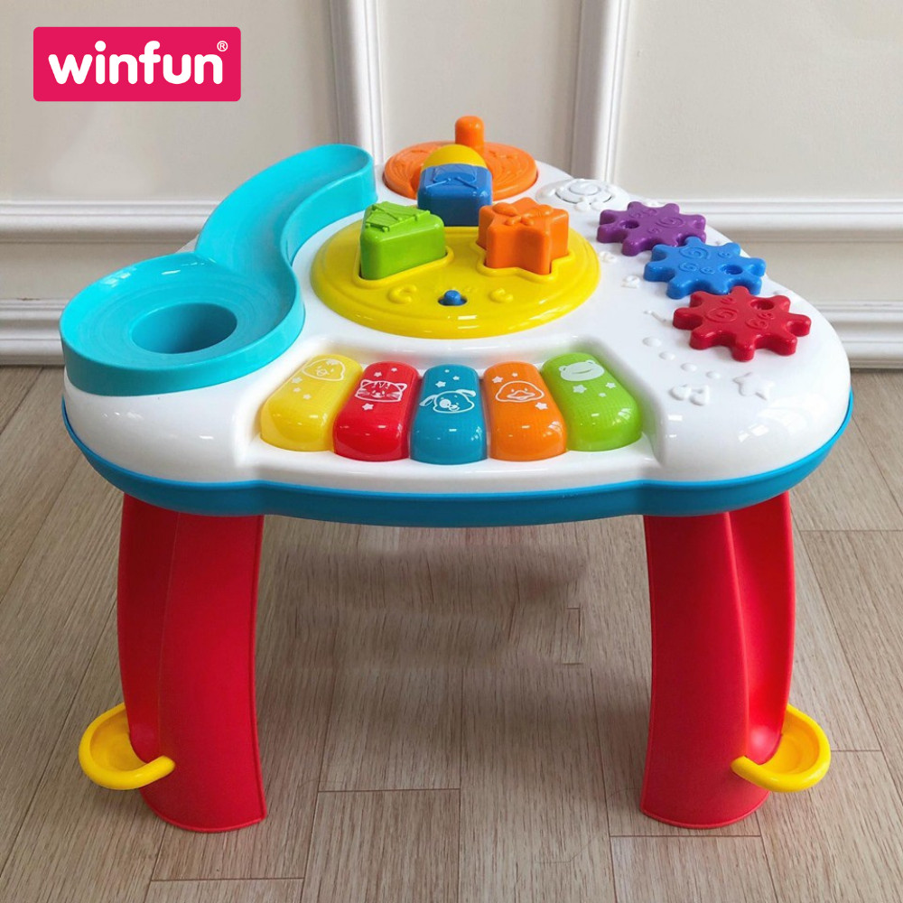 Đồ chơi Bàn nhạc tập đứng cho bé kiêm đập bóng vui nhộn, thả hình khối luyện tư duy có đèn nhạc Winfun 0812
