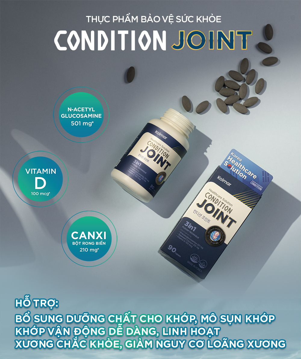 [Kolmar]Thực Phẩm Bảo Vệ Sức Khỏe CONDITION JOINT Hỗ trợ tăng cường chức năng xương khớp - Hộp 90 Viên uống Glucosamine