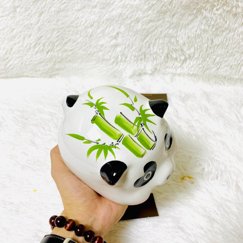 Heo đất Size vừa, lợn đất tiết kiệm vẽ Gấu Trúc bằng Sứ Bát Tràng