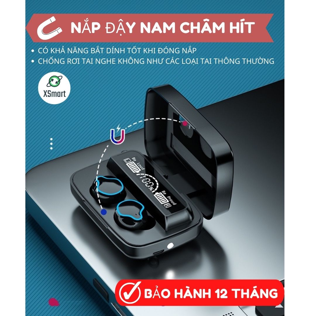 Tai Nghe Bluetooth Không Dây XSmart Thế Hệ Mới Extra Bass M9 Pro Giải Trí EDM, REMIX Cực Đã Pin Siêu Trâu Dock Sạc Có Led - Hàng Chính Hãng