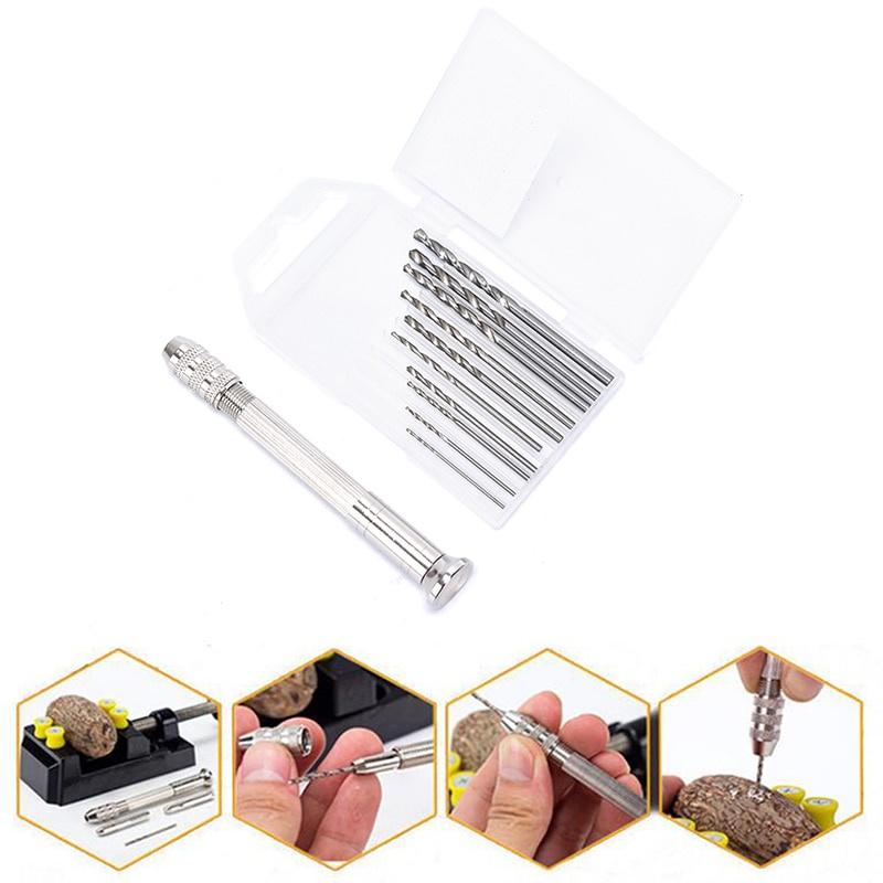 11pcs/set Metal Hand Drill Equipments UV Resin Mold Tools And Handmade Jewelry Tool With 0.8mm-3.0mm Drill Screws