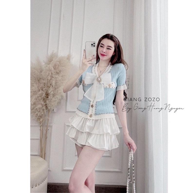 Áo len nơ tiểu thư đính ngọc QC siêu hot
