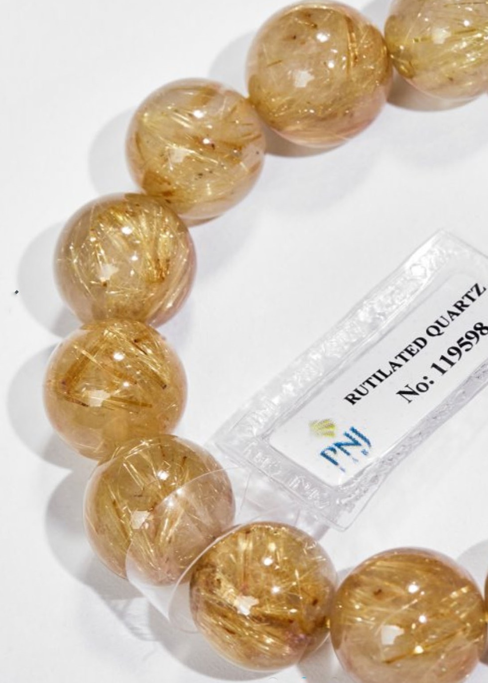 Gembank Lắc Tay Thạch Anh Tóc Vàng 15MM Kèm Giấy Kiểm Định PNJ