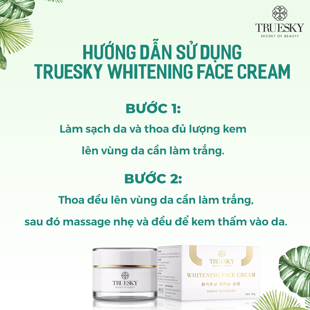 Bộ sản phẩm giảm mụn và dưỡng trắng da mặt Truesky gồm 1 sữa rửa mặt than hoạt tính 60ml &amp; 1 kem dưỡng trắng da mặt 10g