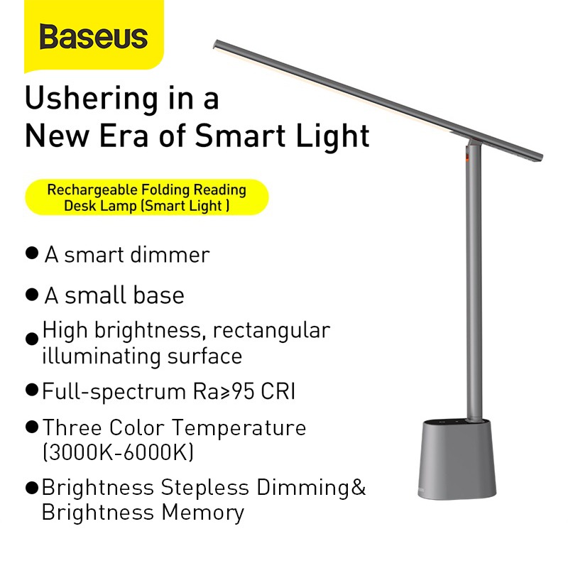 Đèn để bàn thông minh Baseus Smart Eye Series Charging Folding Reading Desk Lamp (Cảm biến ánh sáng tự động, pin sạc, 3000k - 6000k Full-Spectrum, Foldable and Rechargeable Reading Lamp)