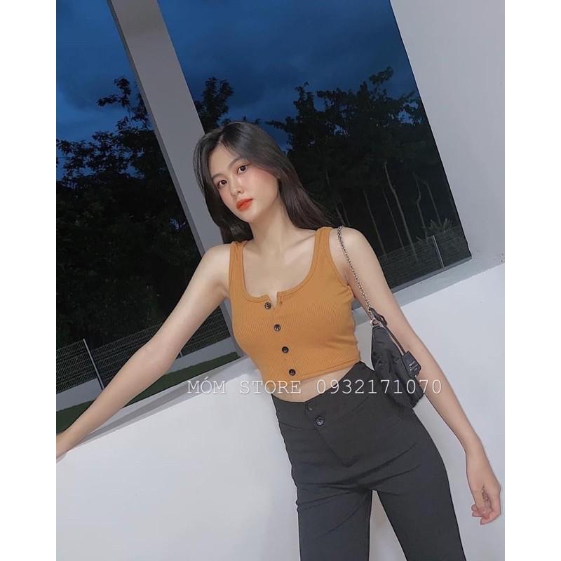 Áo Croptop Ba Lỗ Nút Hh.vintage Siêu Xịn Xò