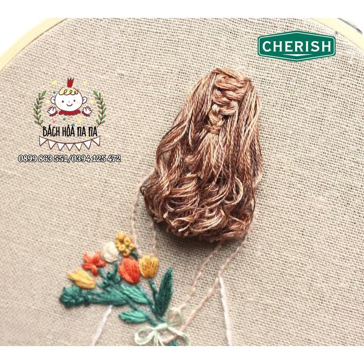 DIY Bộ kit tự thêu tranh cô gái đáng yêu-làm tóc cho cô gái -tự thêu trang trí nhà cửa Decor Handmade - Na Na Shop