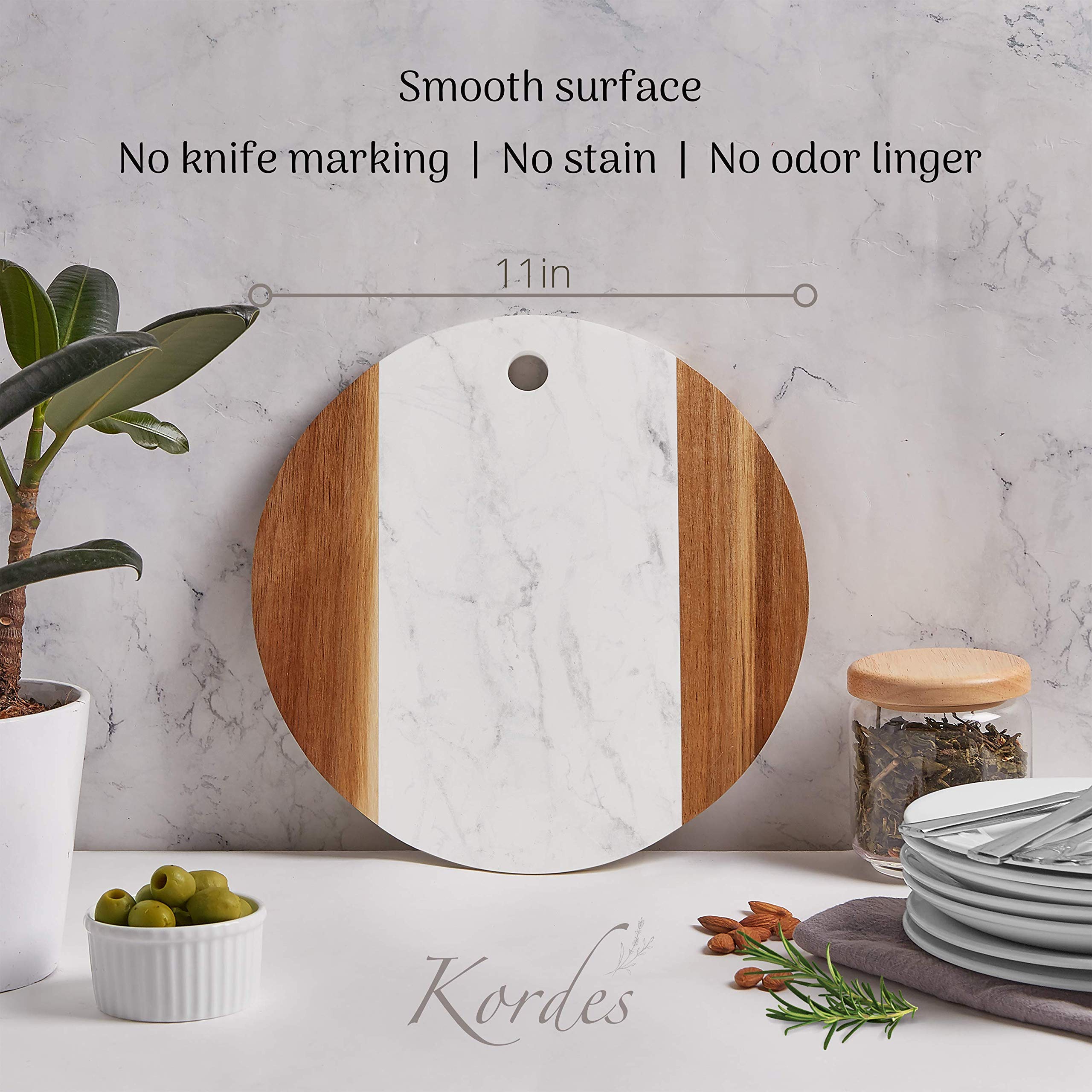 Thớt bằng đá cẩm thạch 12inch Marble Cheese Board with Acacia Wood Accent