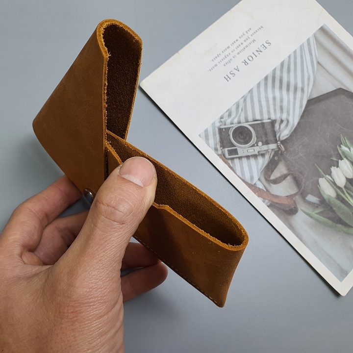 Ví card da bò sáp MN119 - 100% da bò thật, BH 3 năm