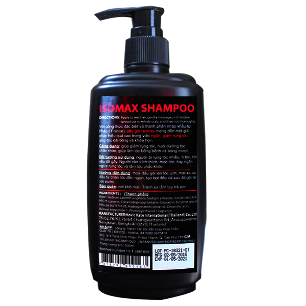 Dầu gội dược mỹ phẩm giảm rụng tóc, nuôi dưỡng tóc chắc khỏe Isomax For Men 200ml