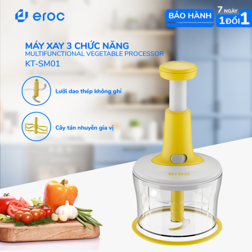 Máy Xay Thịt, Máy Xay Tỏi Ớt, Trộn Bột Làm Bánh Eroc V-KT-SM01 - Hàng Chính Hãng