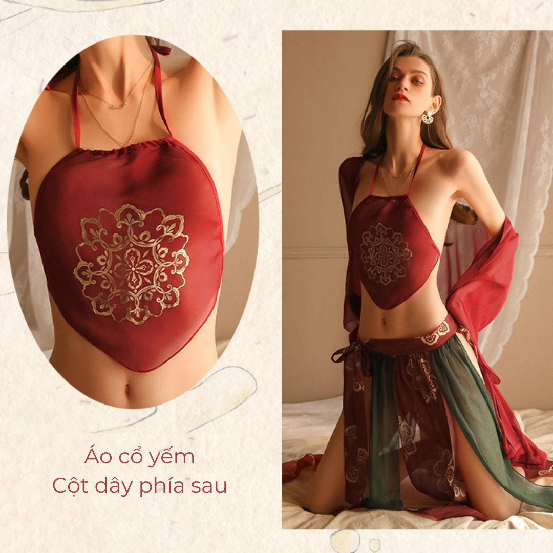 Bộ đồ ngủ cosplay VICKE SECVIA chất ren cao cấp - đầy đủ phụ kiện đi kèm - phong cách sang trọng sexy quyến rũ 1673
