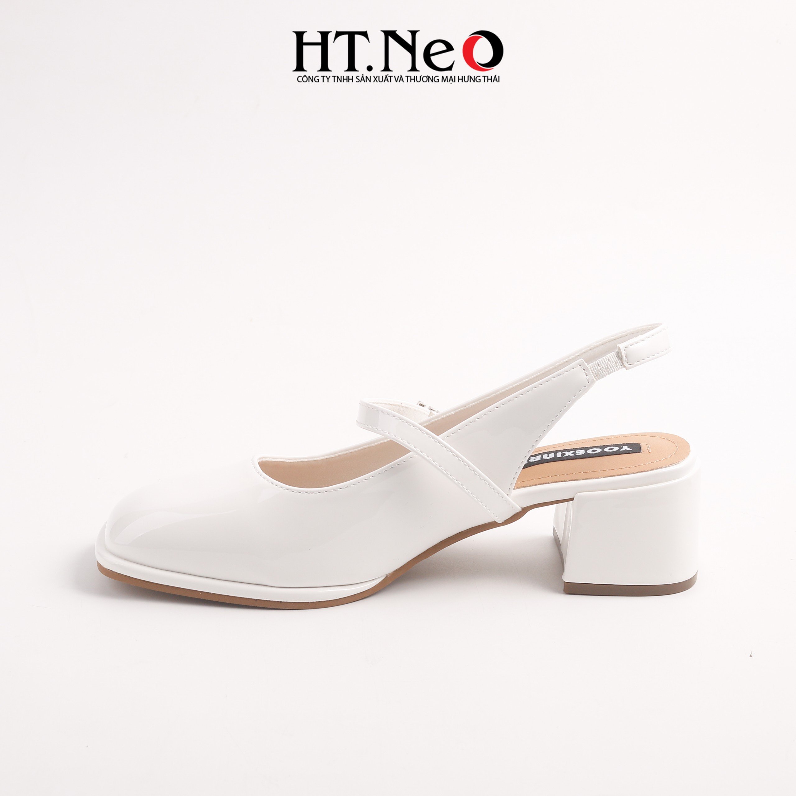 Sandal nữ gót trụ 5,5cm, mũi vuông, chất da bóng, sandal nữ quai đá MIU có quai hậu, thiết kế đơn giản, lót trong êm ái, cực dễ đi, vừa thoải mái, êm chân lại chắc chắn SDN230