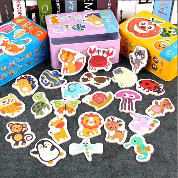 Đồ chơi tranh ghép gỗ 2 mảnh Puzzle cho bé; tranh xếp hình, ghép hình bằng gỗ giúp bé phát triển trí tuệ tư duy sáng tạo