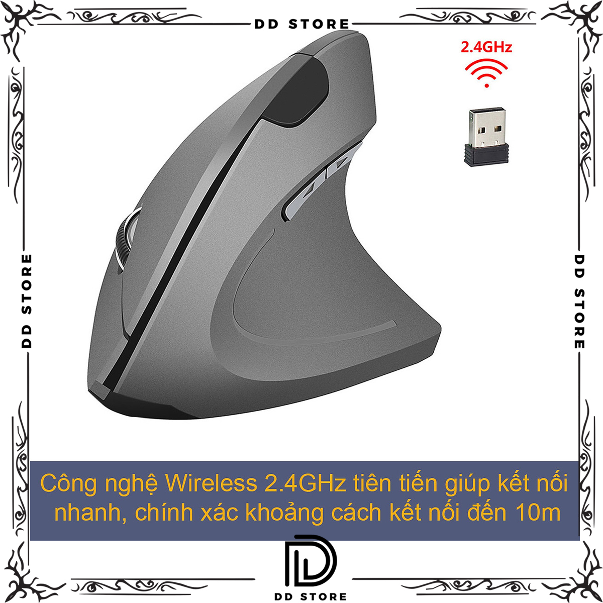 Chuột không dây kiểu đứng sạc pin KBM 104-T22 wireless USB 2.4GHz chống mỏi tay chuyên dùng cho pc laptop macbook ipad tivi - Hàng chính hãng