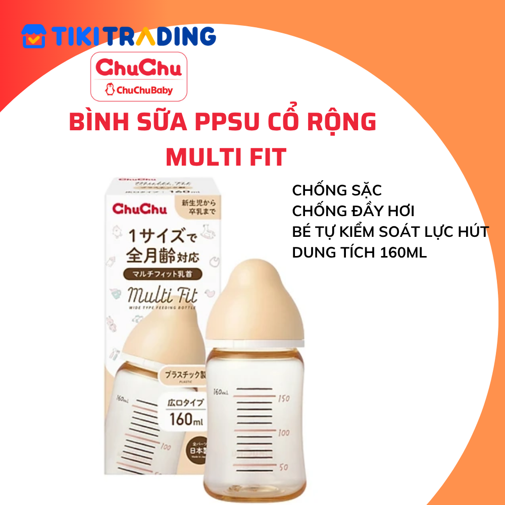 Bình sữa cổ rộng PPSU Multi Fit PPSU Chuchu Baby chính hãng