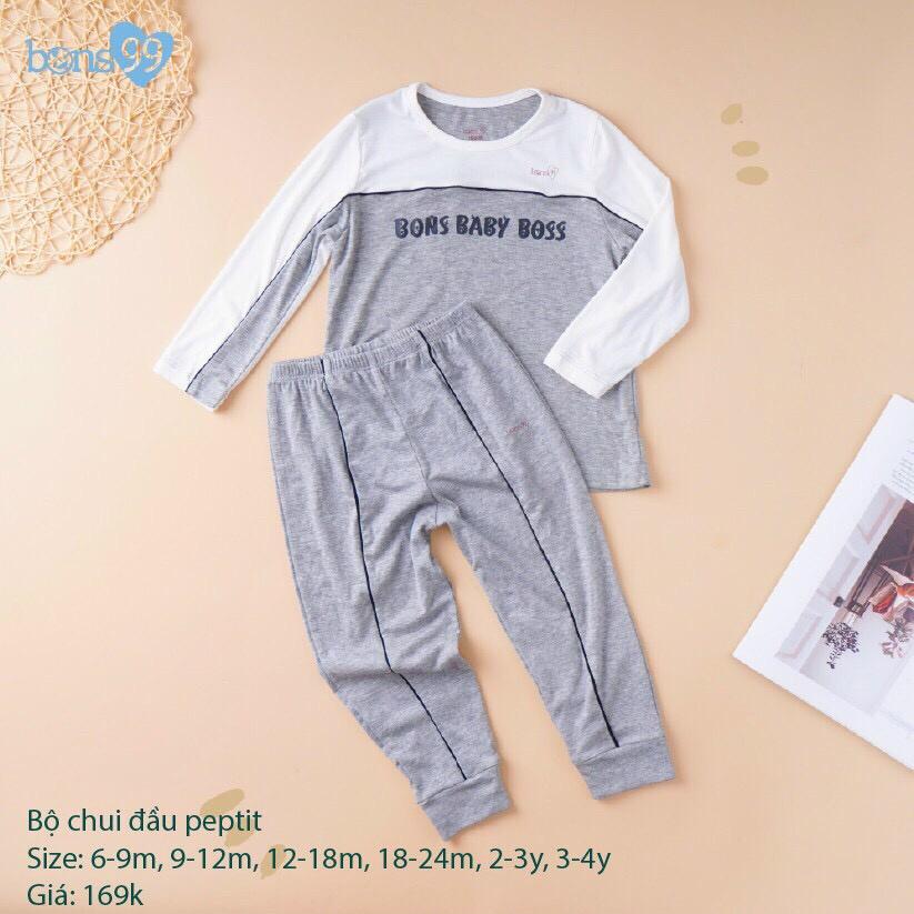 Bộ Dài Tay Petit 3 Màu Hồng Ghi Xanh Size 6-4 Tuổi BUS0013B