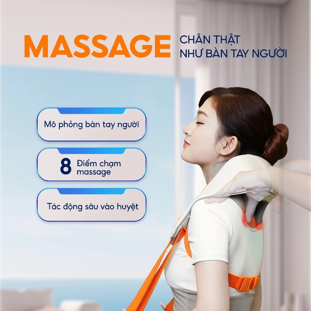 Máy Massage Cổ Vai Gáy Sothing Bumas M3 Pro - Massage Chườm Ấm 8 Điểm Chạm, Điều Chỉnh Linh Hoạt Và Dễ Dàng- Hàng chính hãng