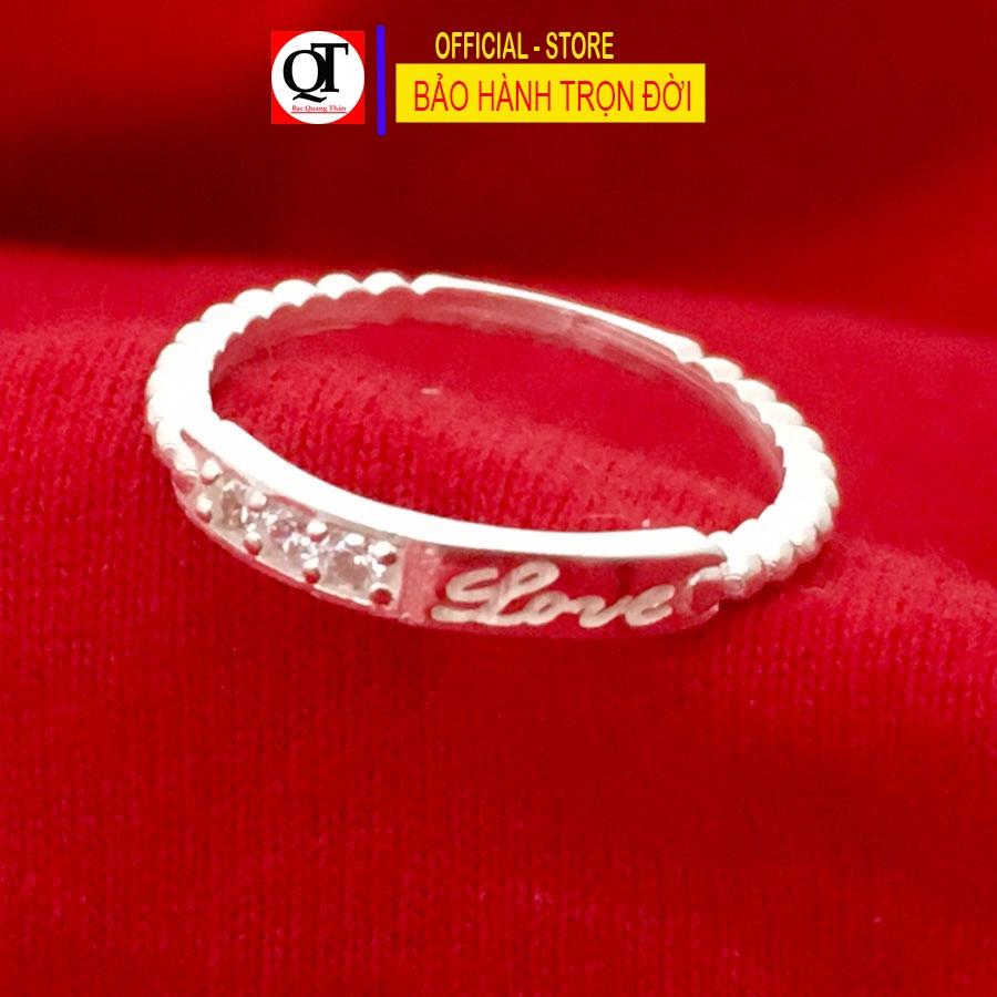 Nhẫn nữ love chất liệu bạc ta đính đá Cubic trang sức Bạc Quang Thản – QTNU.TN98