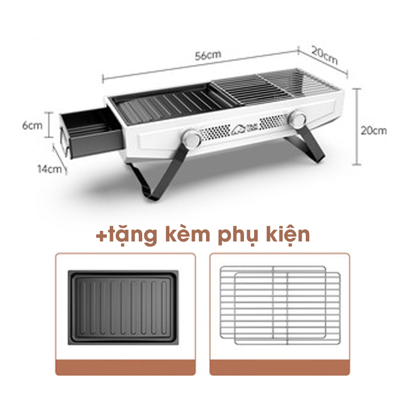 Bếp Nướng Than Hoa Không Khói Ngoài Trời BBQ Chất Liệu Hợp Kim Chống Dỉ Dùng Đi Dã Ngoại Dành Cho 3 4 Người Ăn