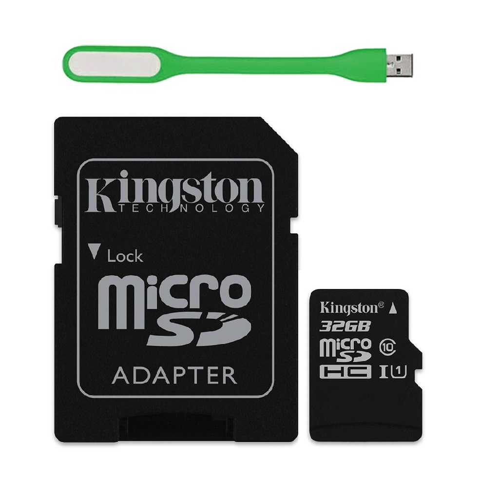 Thẻ Nhớ 32GB Micro SDHC Kingston Class 10 (Có Adapter) - Hàng Chính Hãng + Tặng Đèn Led