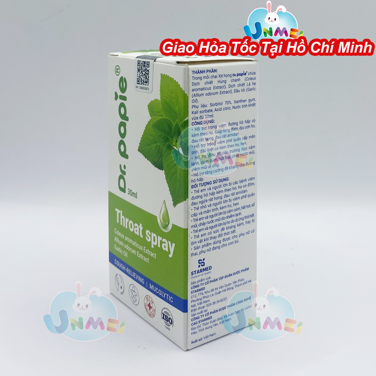 Xịt Họng Dr.Papie Dịch Chiết Húng Chanh Hỗ Trợ Giảm Ho, Tăng Sức Đề Kháng Đường Hô Hấp 30ml Dùng Cho Cả Trẻ Em Và Người Lớn