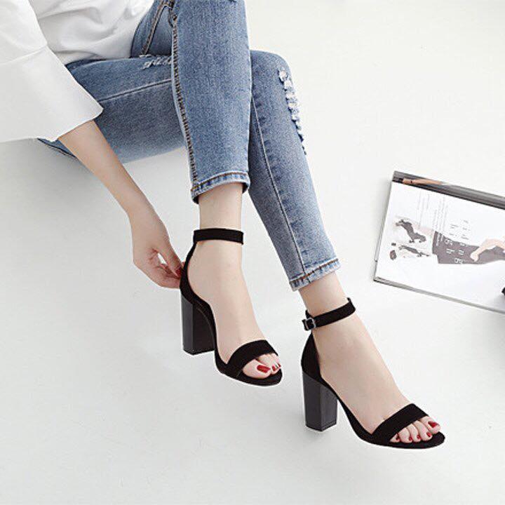 SANDAL Mã S1 cao gót 5 phân đế vuông màu đen ( HÀNG ĐẸP