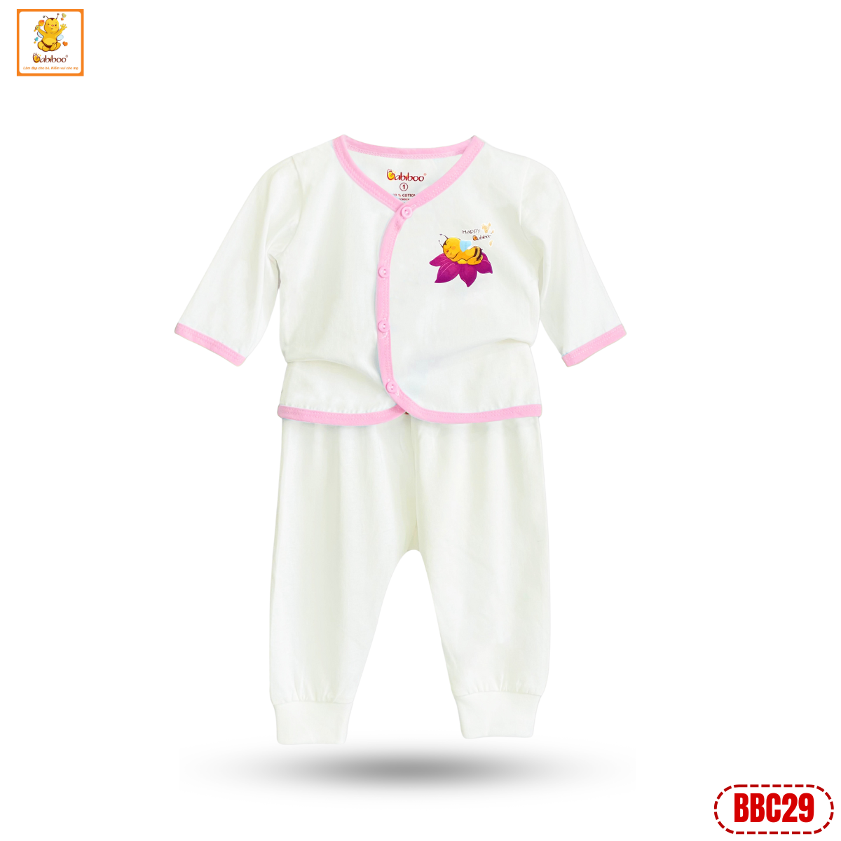 Bộ quần áo sơ sinh Babiboo set đồ dài tay cho bé chất cotton tự nhiên mềm mại - BBC29