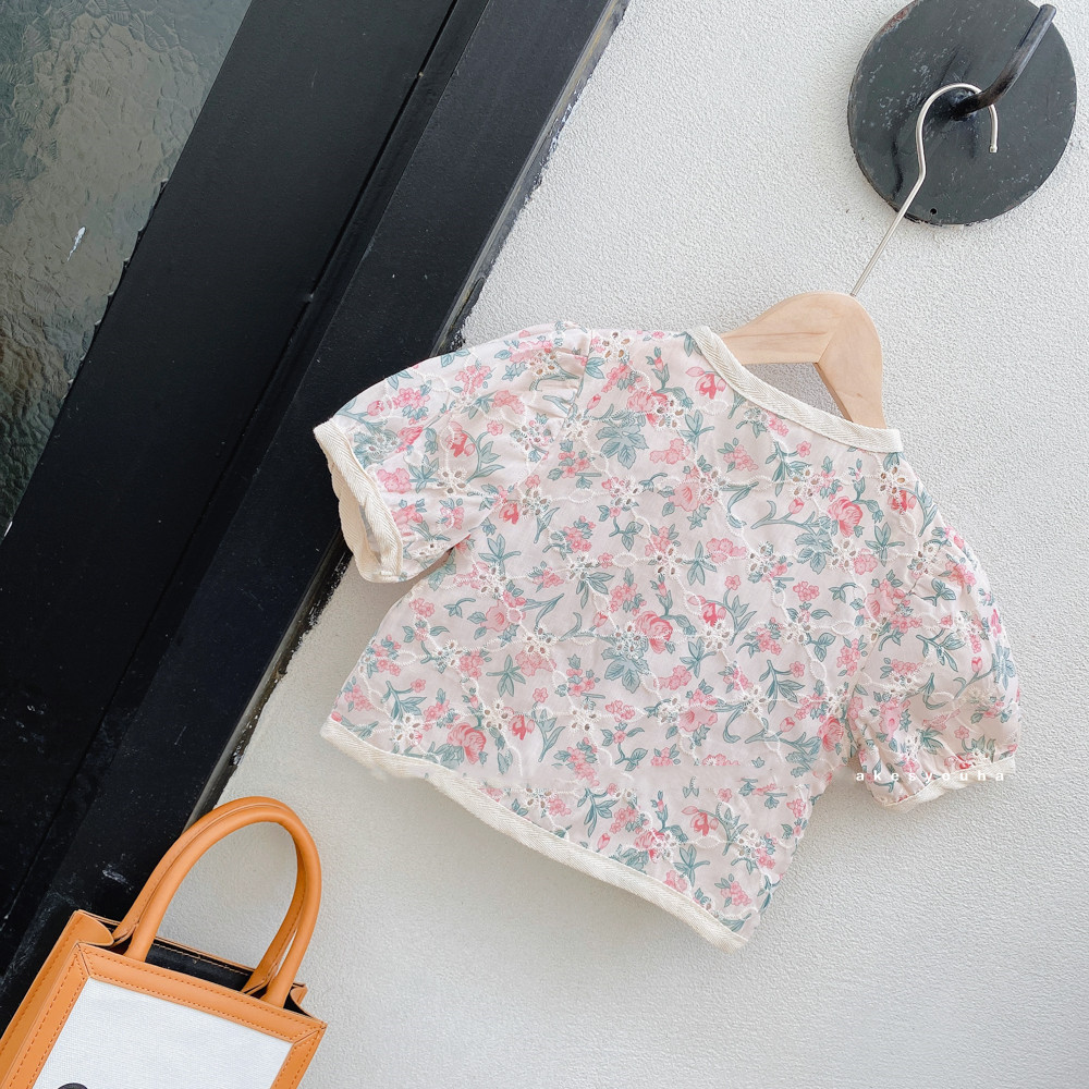 Bộ Áo Hoa Tiểu Thư Váy Midi Rời Kiểu Hàn Quốc Dịu Dàng Cho Bé Gái