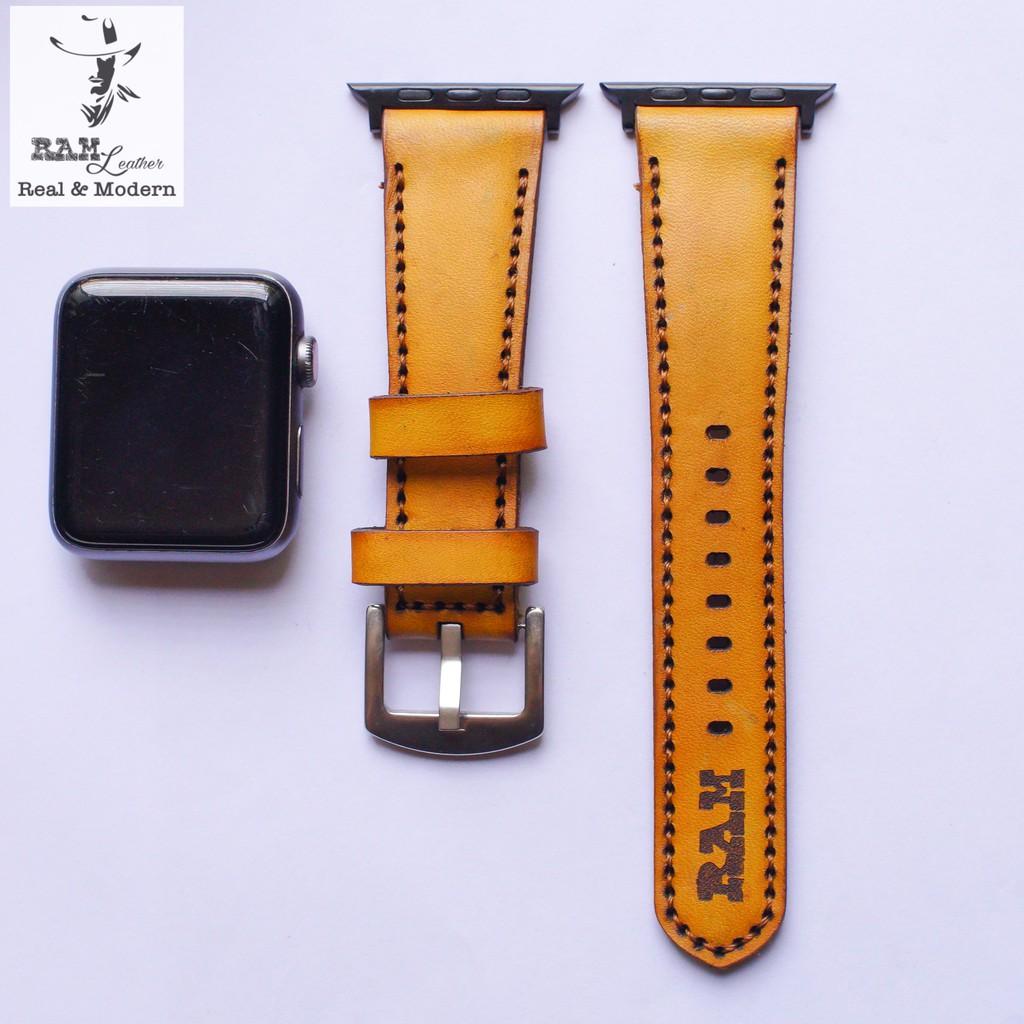 Dây đồng hồ da bò vegtan thảo mộc cao cấp vàng RAM Leather 1970 - tặng khóa chốt và cây thay dây