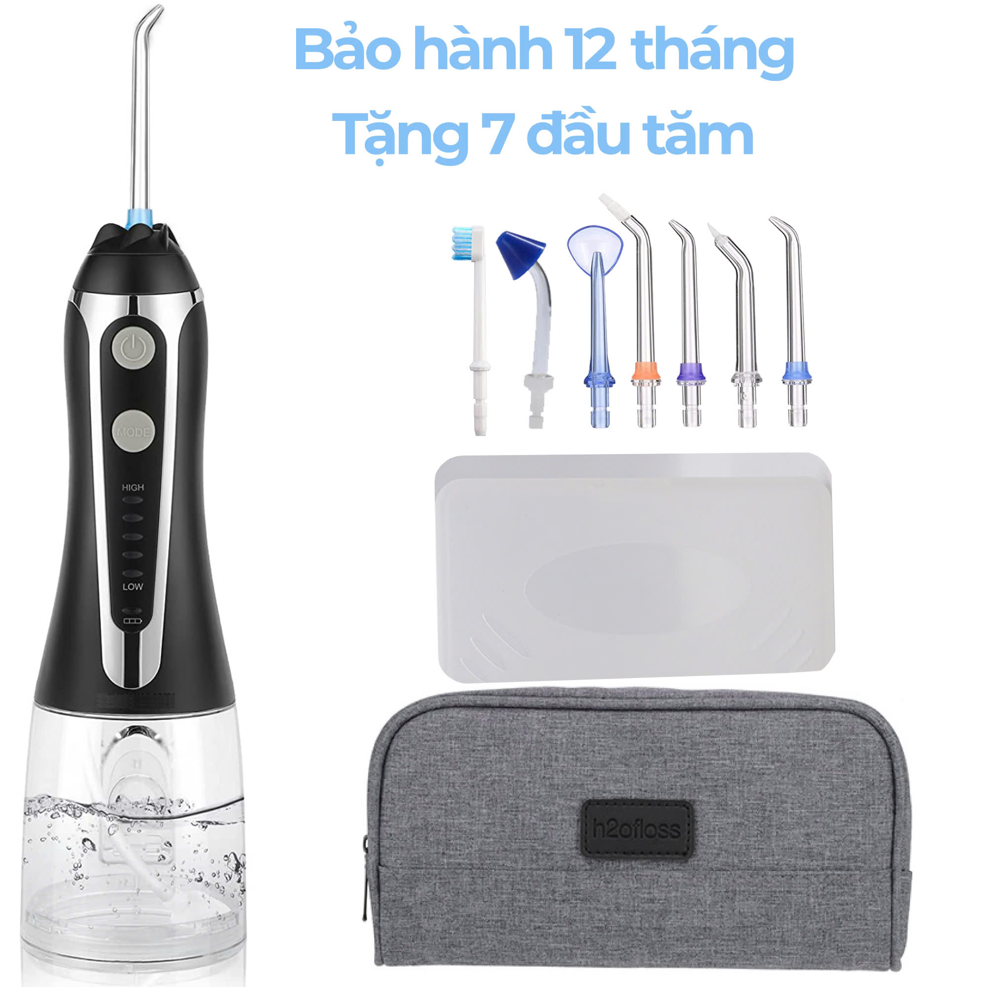 Tăm nước cầm tay H2ofloss HF-9P. Phiên bản thế hệ thứ 5 - HF2 Đen