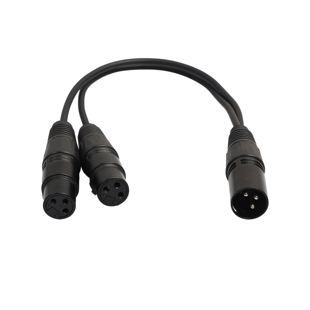 XLR Mic Audio Y-Splitter Cable Connector Male To 2 Female Adapter, Black