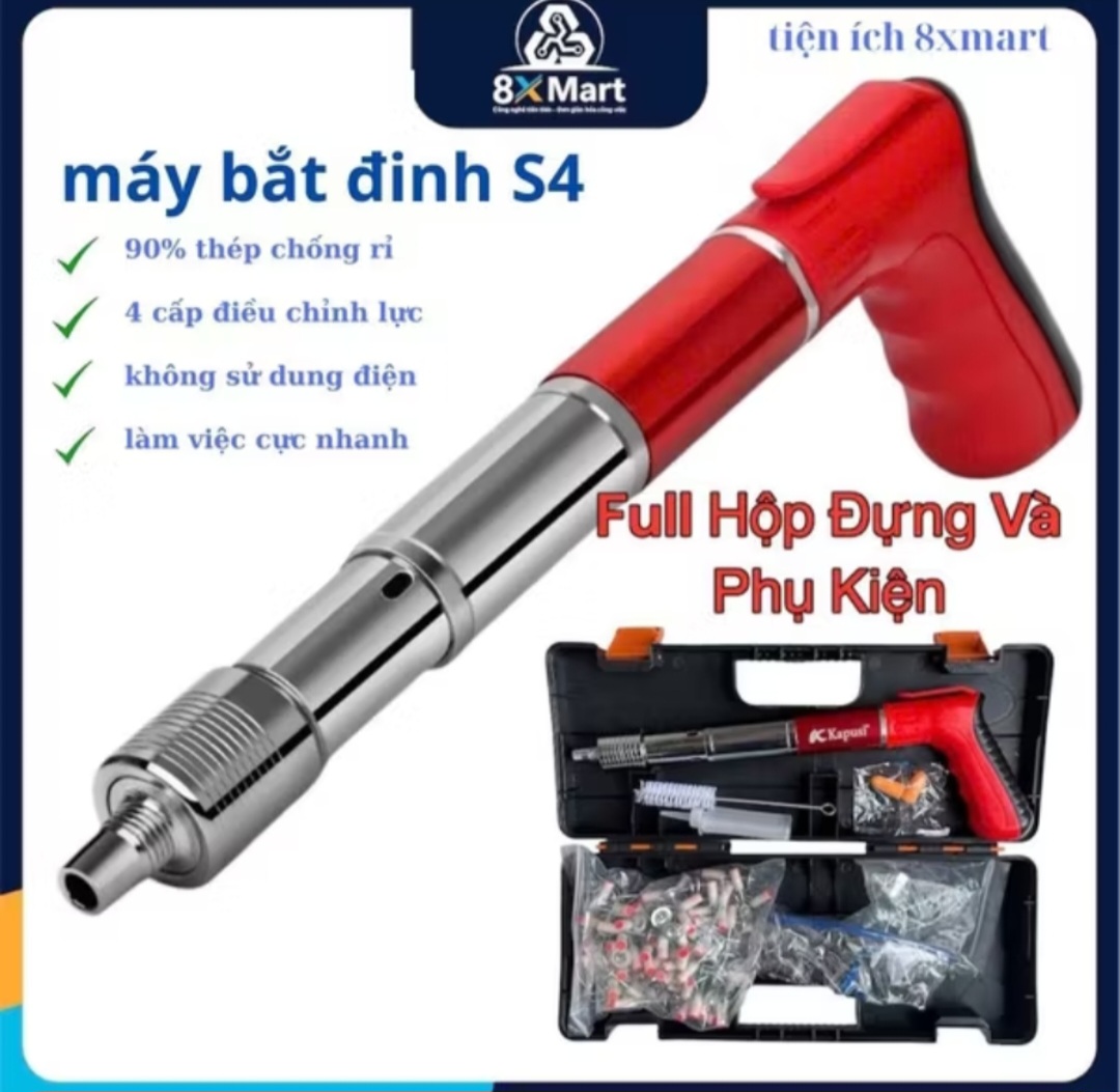 MÁY BẮN ĐINH BÊ TÔNG SẮT THÉP BẰNG ĐINH HẠT NỔ SIÊU MẠNH MẪU MỚI F4 KHÔNG SỬ DỤNG ĐIỆN AN TOÀN