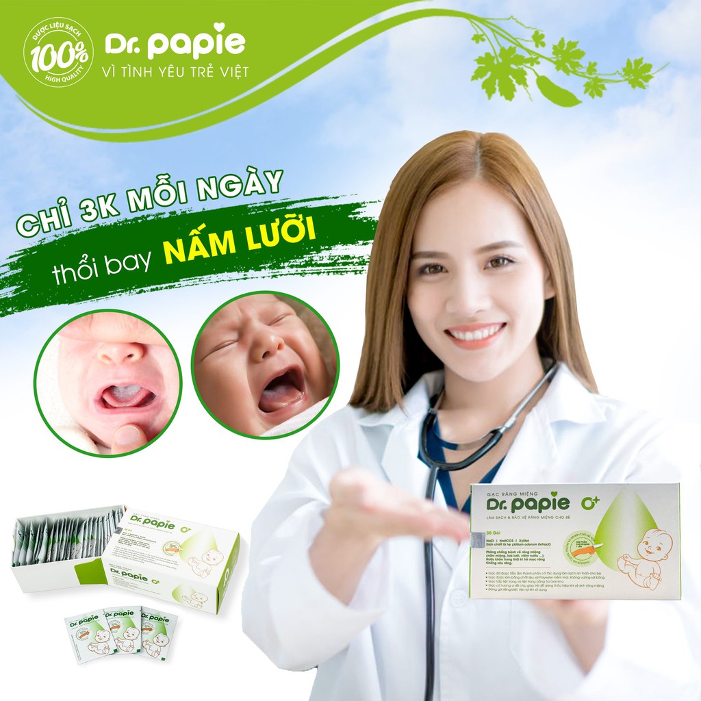 Gạc Rơ Lưỡi Dr Papie Vệ Sinh Răng Miệng Cho Bé , Gạc Răng Miệng Dr Papie Làm Sạch Răng Miệng Cho Bé Hộp 30 Miếng