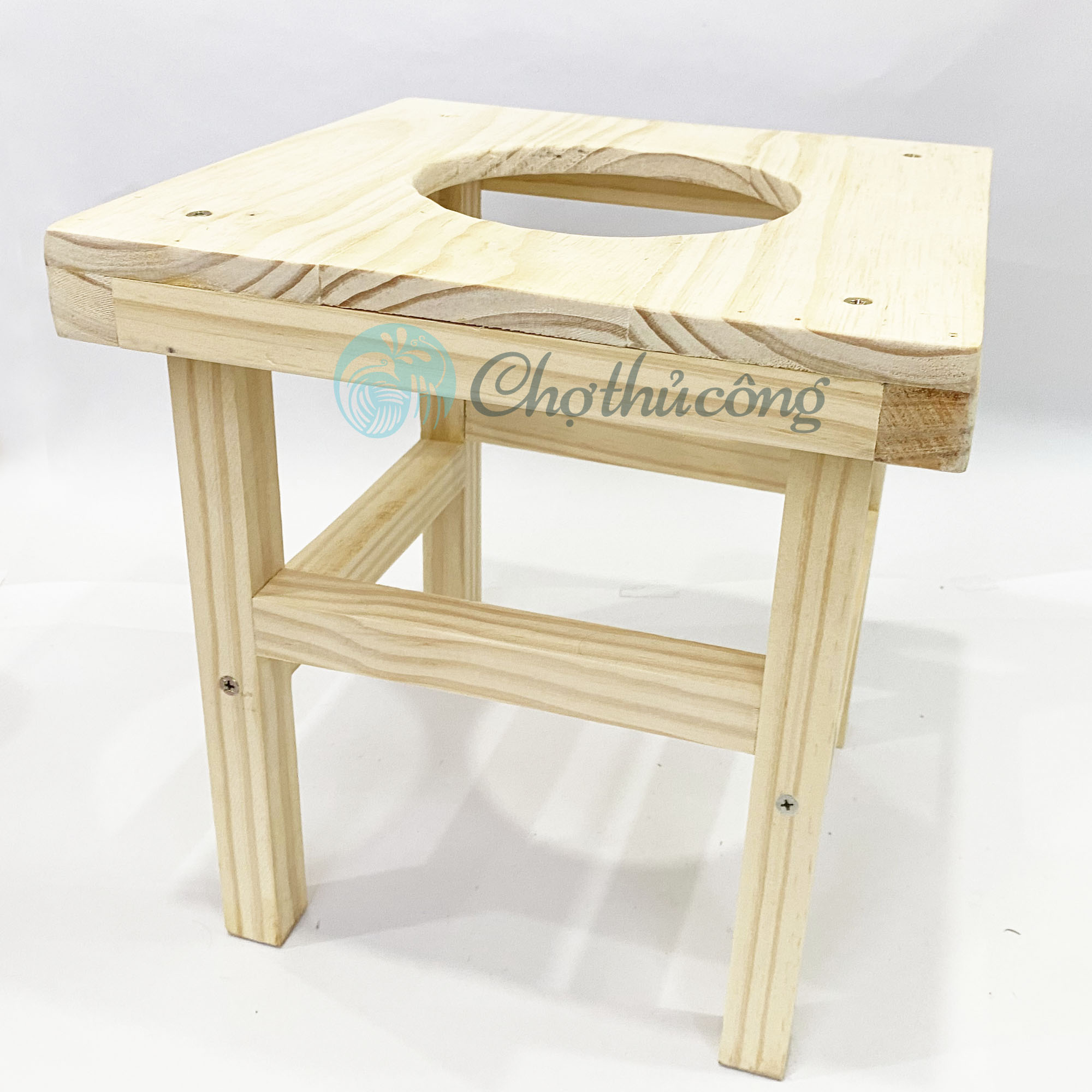 Ghế xông phụ khoa - Ghế xông hơi sau sinh từ gỗ thông tự nhiên cao cấp, tặng quây cách nhiệt nỉ VNXK
