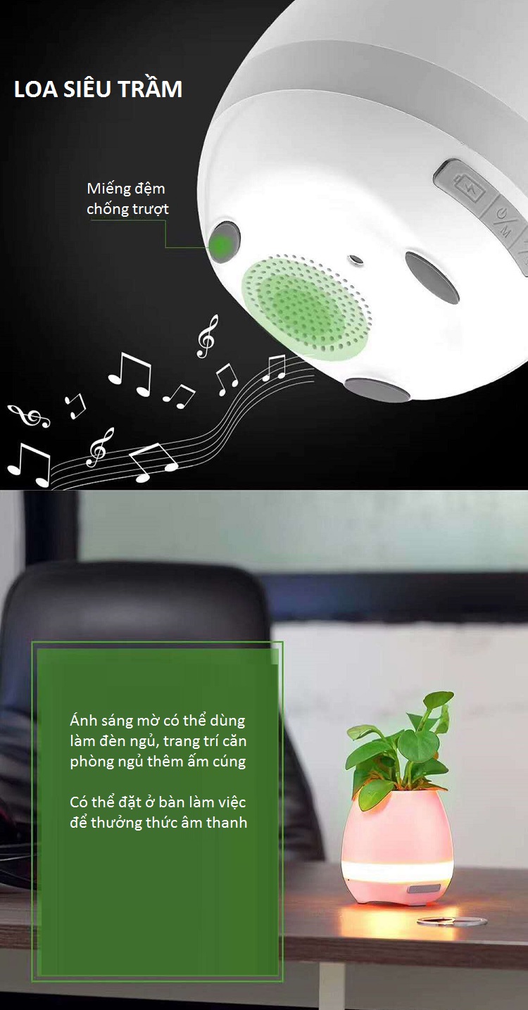 Loa Bluetooth Kiêm Chậu Cây Cảm Ứng Phát Nhạc Trên Lá