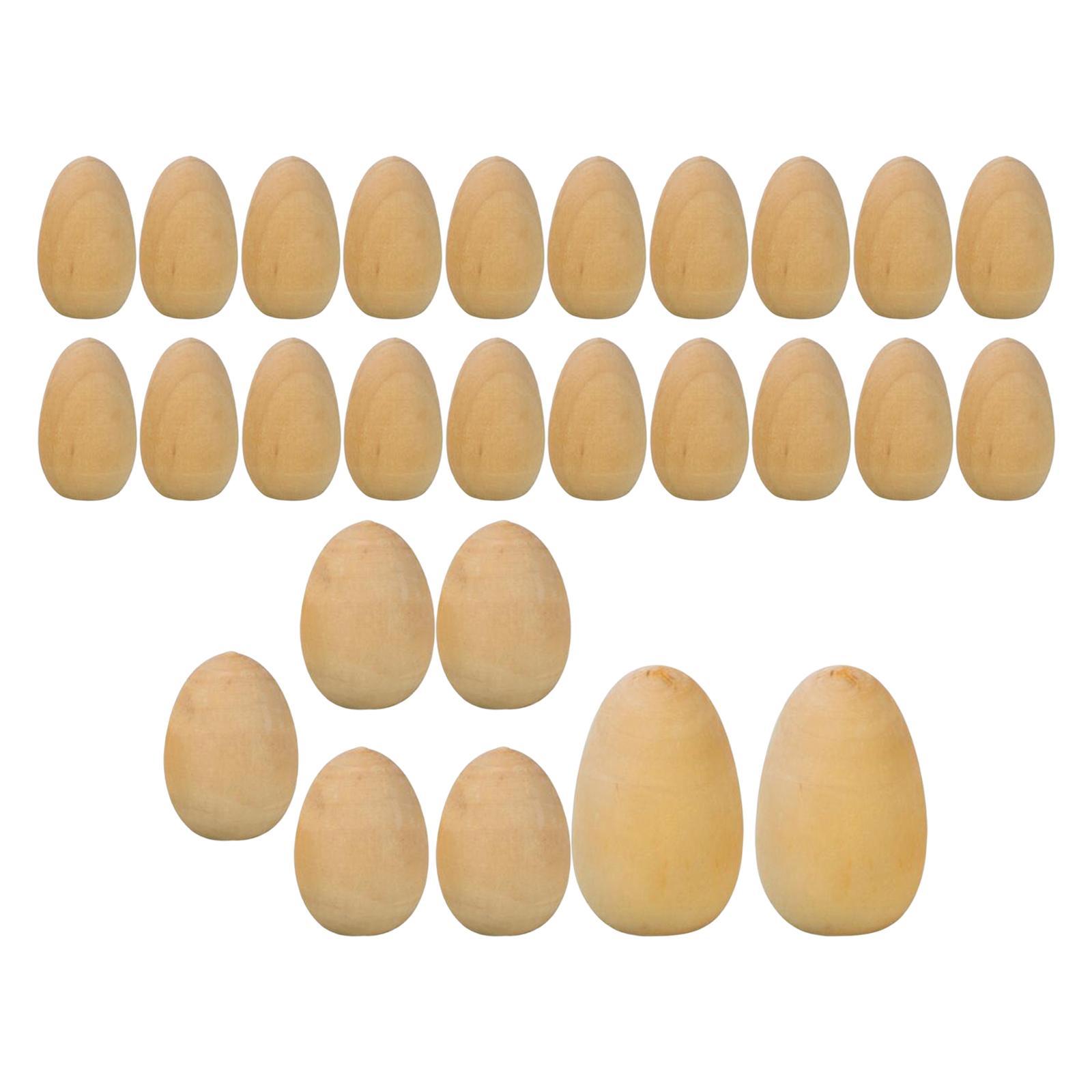 27 Pieces Unfinished Wood Eggs with Flat Bottom DIY Easter Holiday Craft